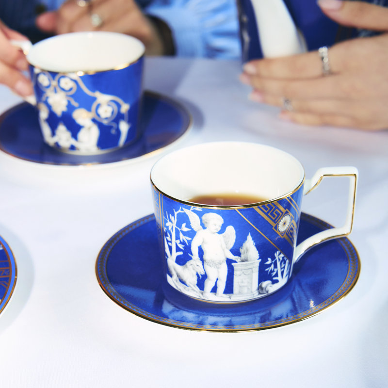 Renaissance Bone China Teacup, Blue/Gold