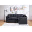 Canapé-lit modulaire en tissu PVC noir avec chargeur USB, porte-gobelets, accoudoirs de rangement l 84,5 po Donovan
