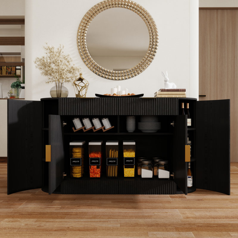 Buffet 55 po avec portes et rubans Magic, Noir