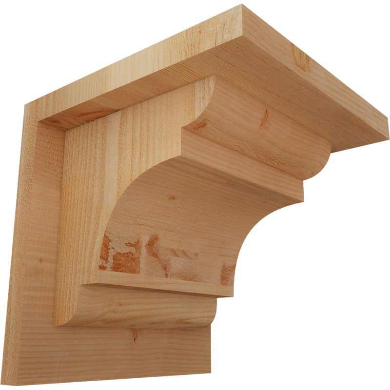 New Brighton Corbel avec plaque arrière, H 8 po x l 8 po x P 8 po, Sapin de Douglas, Sciage brut