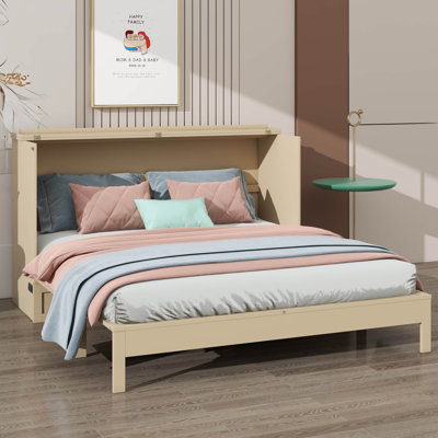 Queen-Sized Murphy Bed With Practical Concealed Built-In Storage Drawer