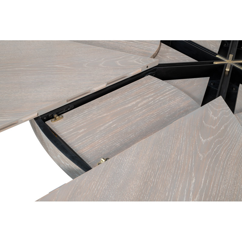 Tower Round Solid Oak Dining Table, Moonskin/Hammered