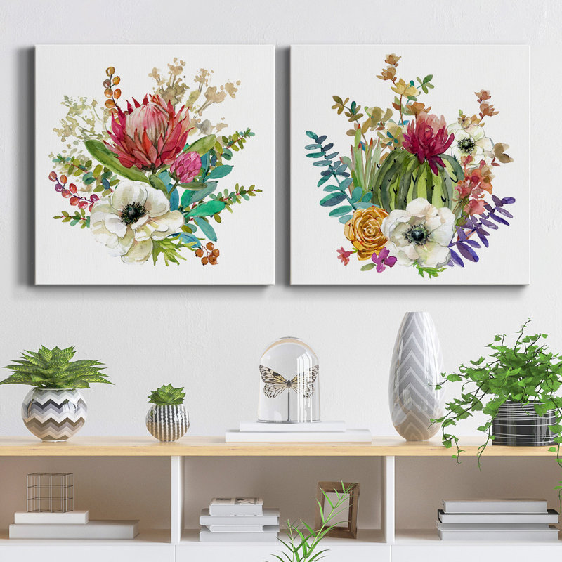 Scrumptious Succulents I - 2 pièces, reproduction d'art sur toile tendue, H 10 po x l 10 po x P 1 po