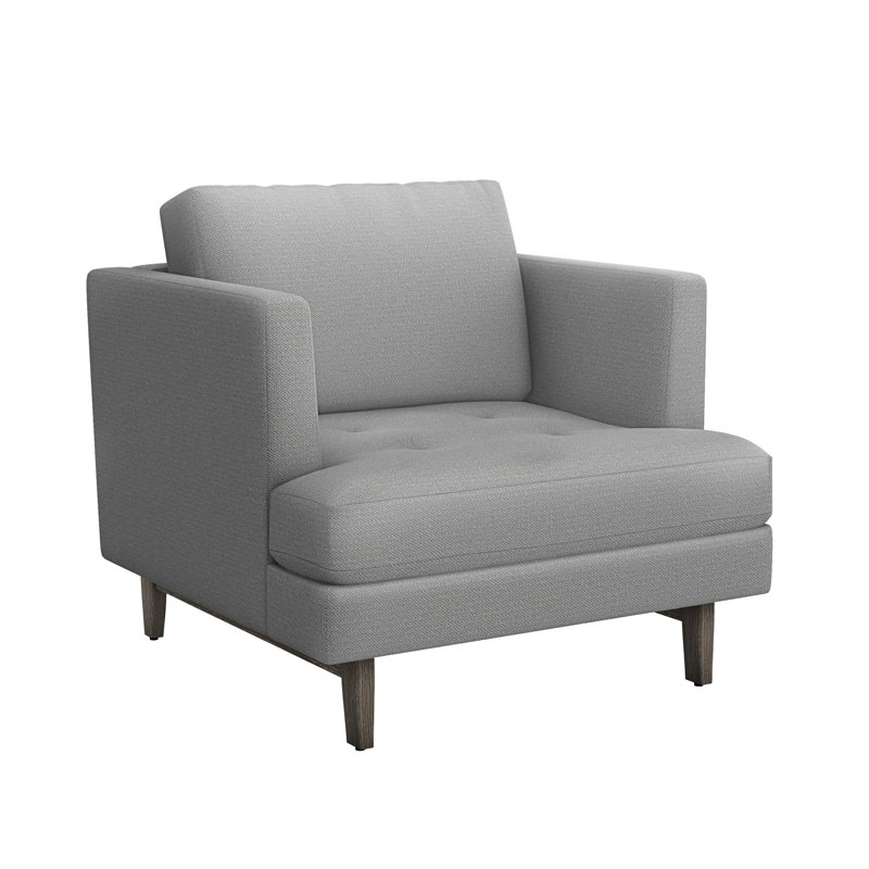 Fauteuil club l 35 po Ayler, Gris vintage, 100% polyester gris pur