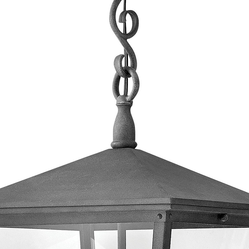 Trellis 3 - Bulb 23.3" H Mains only Outdoor Hanging Lantern, Incandescent, Aged Zinc, Clear Seedy