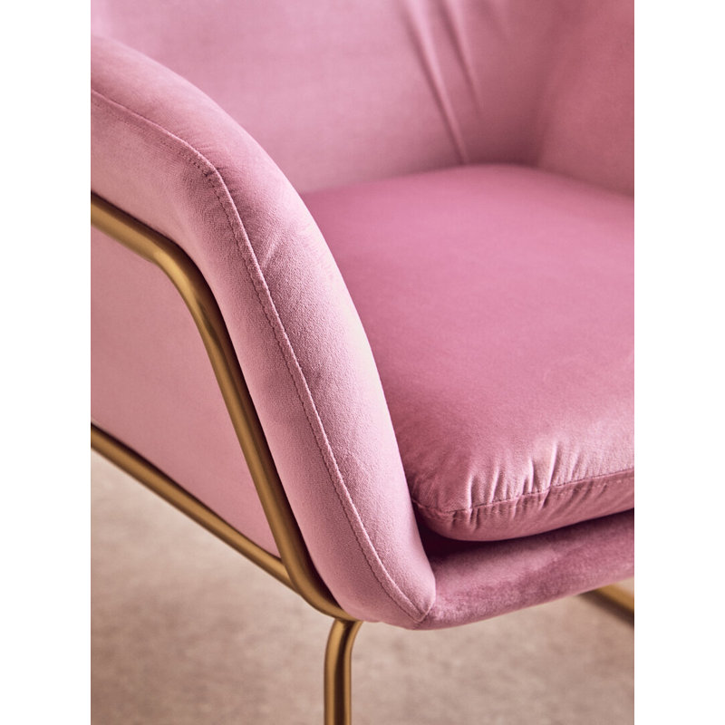 Velvet Club Chair, Red Velvet/Gold