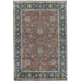 Gramercy Wool Oriental Area Rug in Rust/Navy