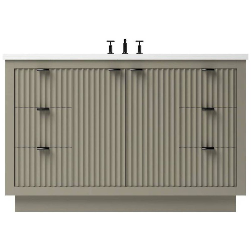Lecrieú Single Extra Wide Bath Vanity, Matte Black, 48", French Olive