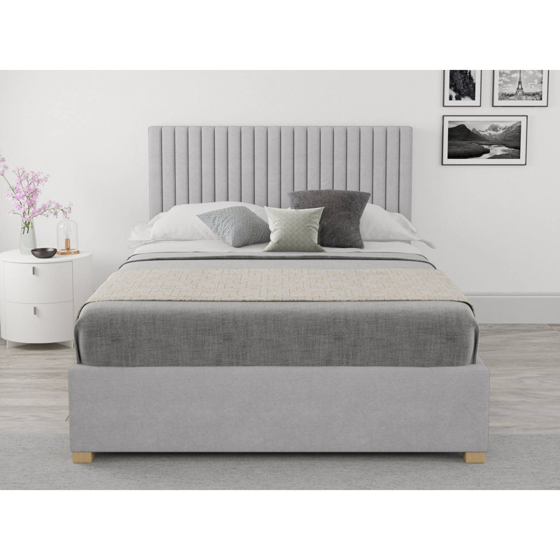Chevy Upholstered Ottoman Storage Bed, Double (4'6), Silver