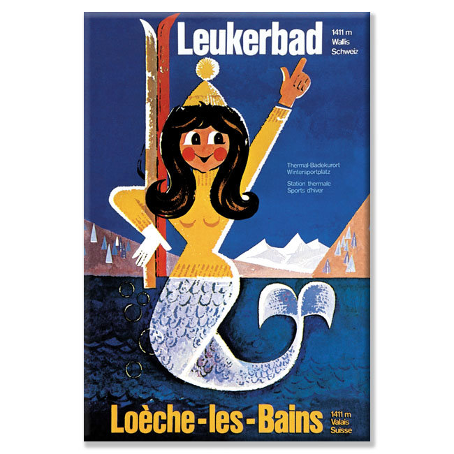 «Mermaid in Winter», affiche vintage sur toile tendue, H 24 po x l 16 po x P 1,5 po