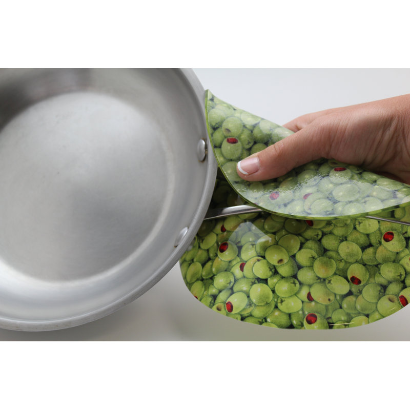 Olive Green Silicone and Fabric Round Trivet