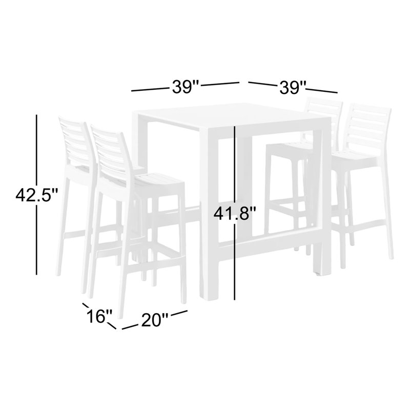 Farrah Square 4 - Person 39" Long Bar Height Dining Set, Black