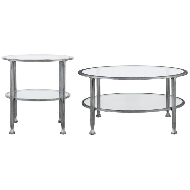 Jaymes 2 Piece Living Room Table Set, Silver