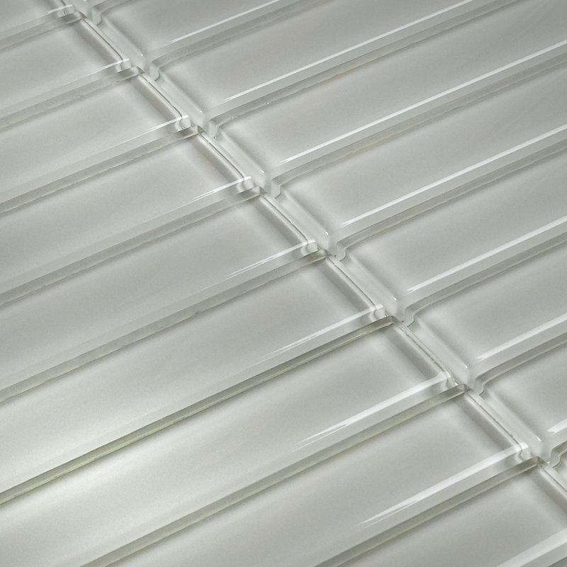 Carreau de mosaïque murale en verre 1 po x 6 po Geneva, Blanc plume uni classique