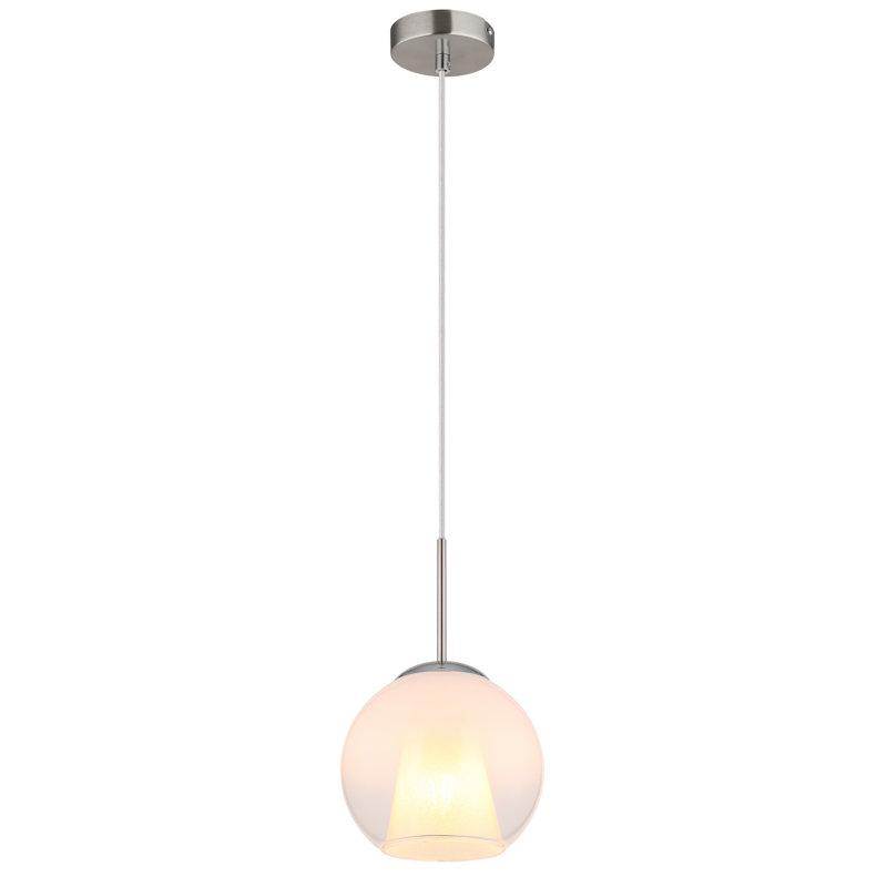 Decola 1 - Light Pendant, 70cm W x 20cm D, Opaline, Brushed nickel