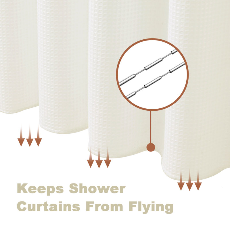 Ensemble de doublure de rideau de douche à deux niveaux PEVA avec 12 crochets en acier inoxydable, Beige