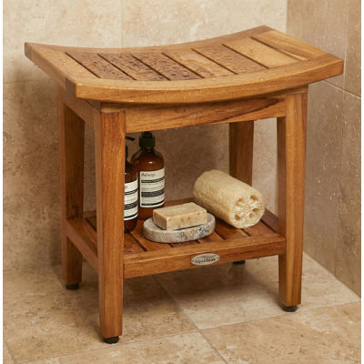 Patented 24" Maluku Teak Shower Bench with Shelf