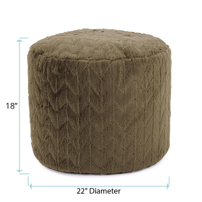 Upholstered Pouf, Angora Moss Polyester