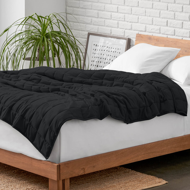 Couverture en coton sergé, l 60 po x L 80 po, 17 lb, Noir