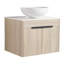 Meuble-lavabo flottant de conception moderne avec lavabo en céramique, chêne blanc mural avec porte à fermeture en douceur et grand espace de rangement