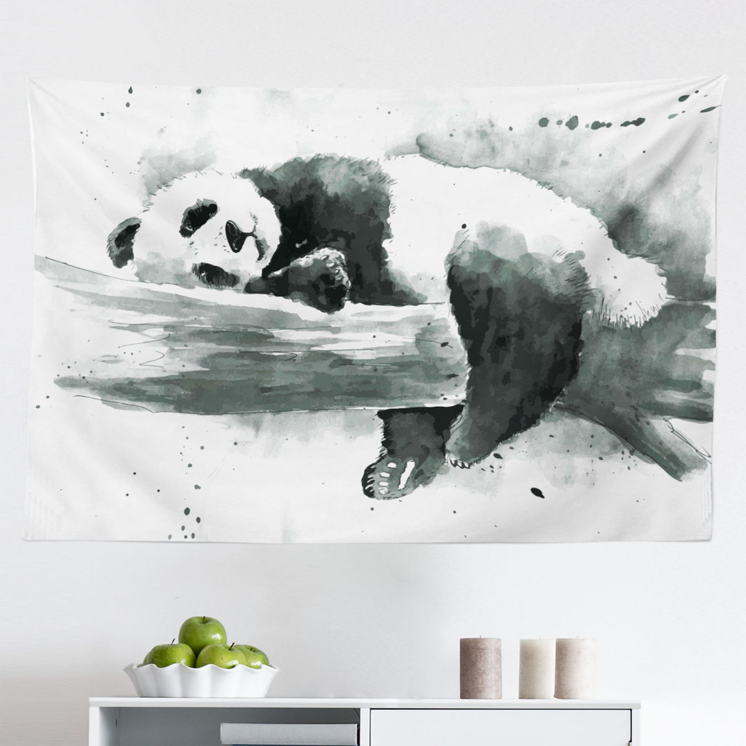 Tapisserie Panda auf einem Baumzweig liegend