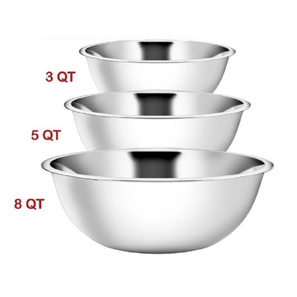 Tramontina Gourmet Selection 3 Mixing Bowls Stainless Steel 3qt - 5qt - 8qt