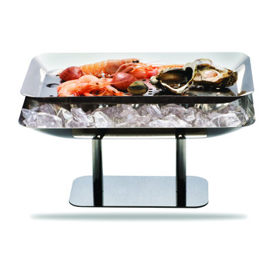 Support à fruits de mer rectangulaire surélevé Plateau Royal - 6 pièces - Acier inoxydable