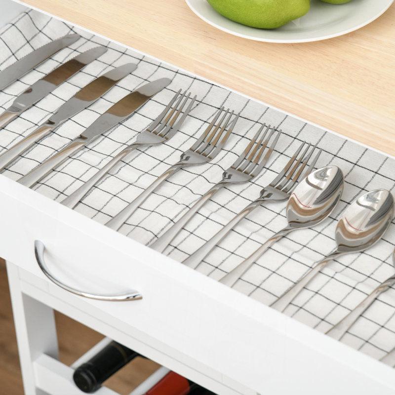 Îlot de cuisine roulant sur roulettes avec support à vin, durable et multifonctionnel pour les cuisines modernes