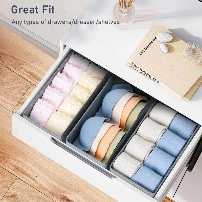 Drawer Organizer For Clothes - Versatile Storage Solution For Baby Clothes, Underwear, Socks, Bras, Belts, And Ties - Set Of 3