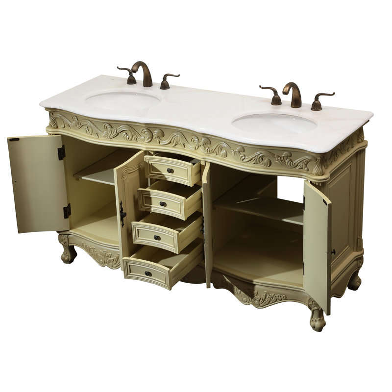 Ensemble de meuble-lavabo double 60 po Aurillac Pakrat, Blanc