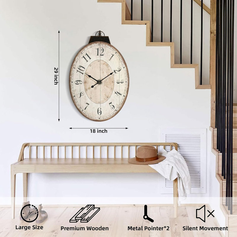 Large French Country Oval Wall Clock