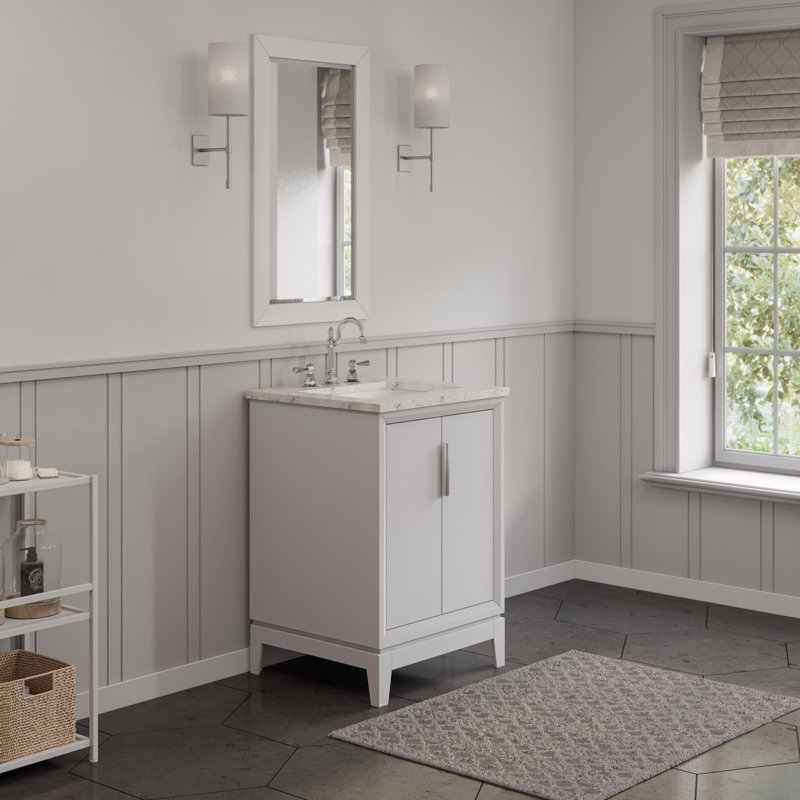 Meuble-lavabo de comptoir en marbre blanc Carrara Elizabeth avec robinet Elizabeth, Crochet, Blanc pur