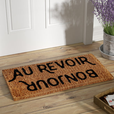 Coir “Bonjour/Au Revoir” Rectangle Doormat