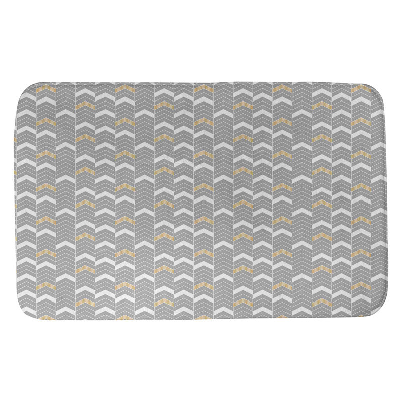 Bath Rug, Silver/Gold, 34" W x 21" L