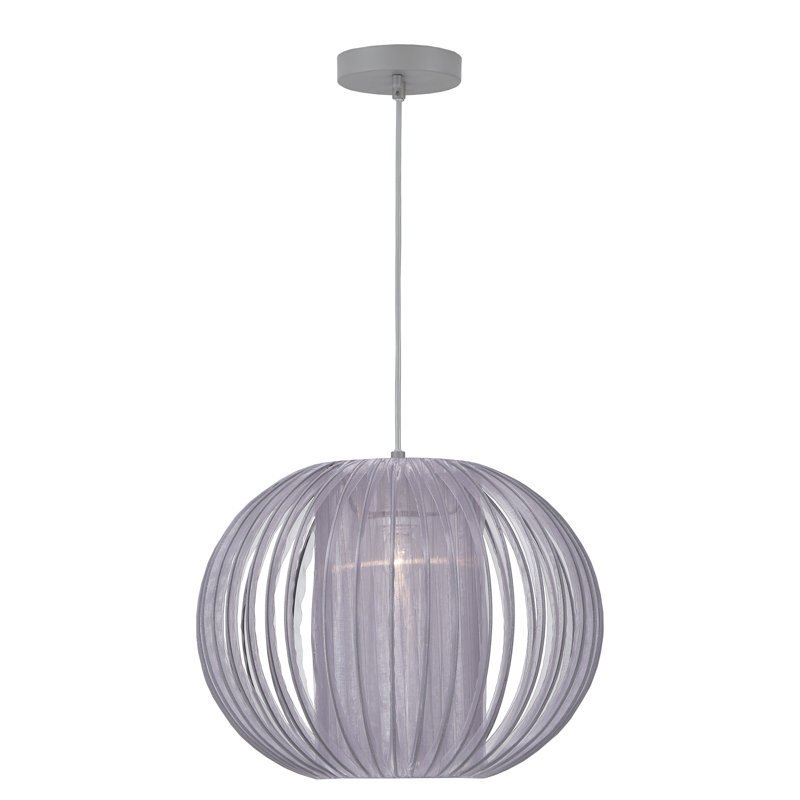 Luminaire suspendu sphérique unique à 1 lumière Gulshan, Gris, H 12,9 po x l 15,7 po x P 15,7 po
