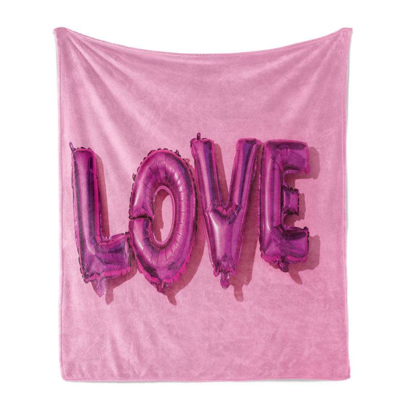Ambesonne Throw Blanket Romantic Pink, 50" W 60" L