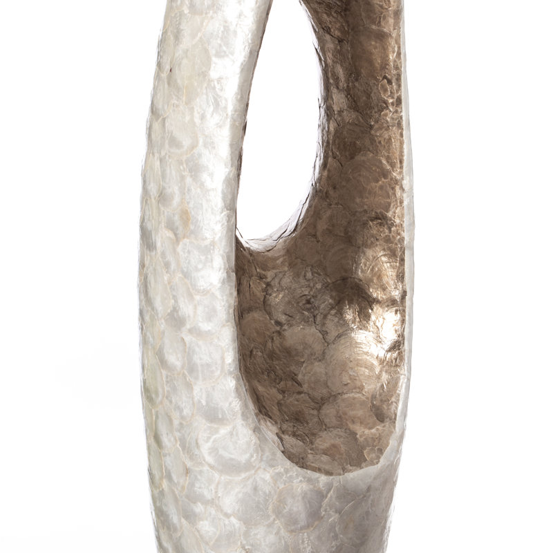 Vase à fleurs moderne au design unique et blanc avec intérieur doré, pour le salon, l'entrée ou la salle à manger, 43 pouces