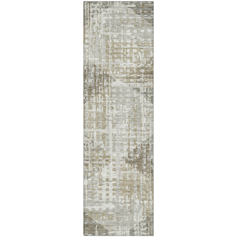 Premium Machine Washable Mayfield AMF2026 Geometric Rug, Gray, 2'3" x 7'6" Runner