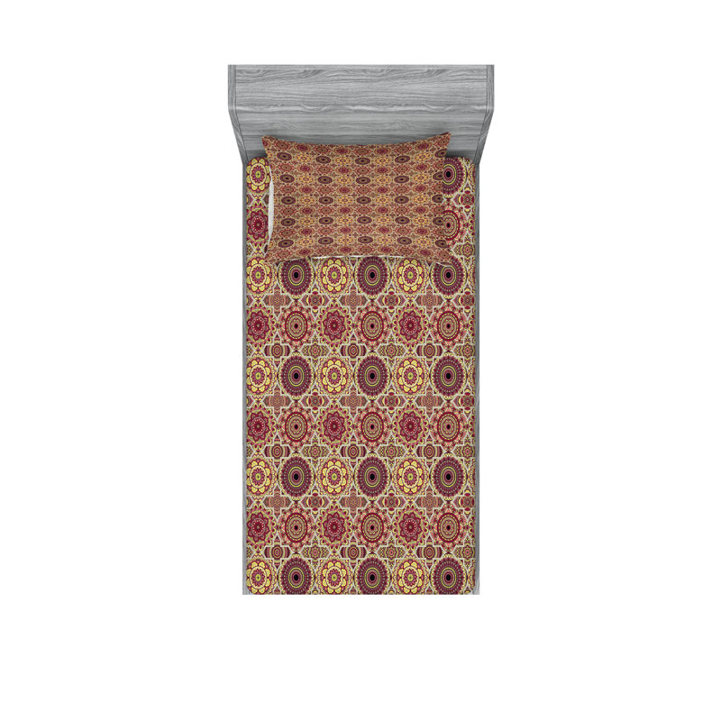Drap-housse et coussin décoratif Ambesonne, beige écarlate / noir, Ensemble de draps-housses pour lit simple + 2 taie