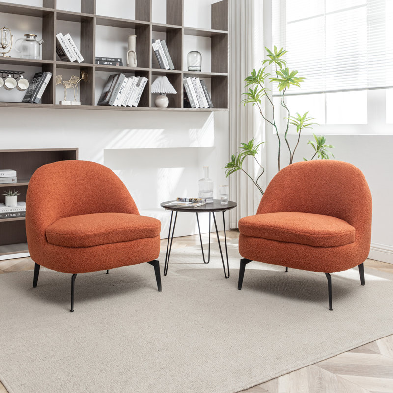 Fauteuil demi-tonneau rembourré Bula, Polyester orange