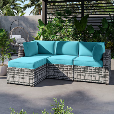 9-pcs 4" Thick Patio Cushion Covers – Water-repellent Replacements For 4-seat Sectional Sofa