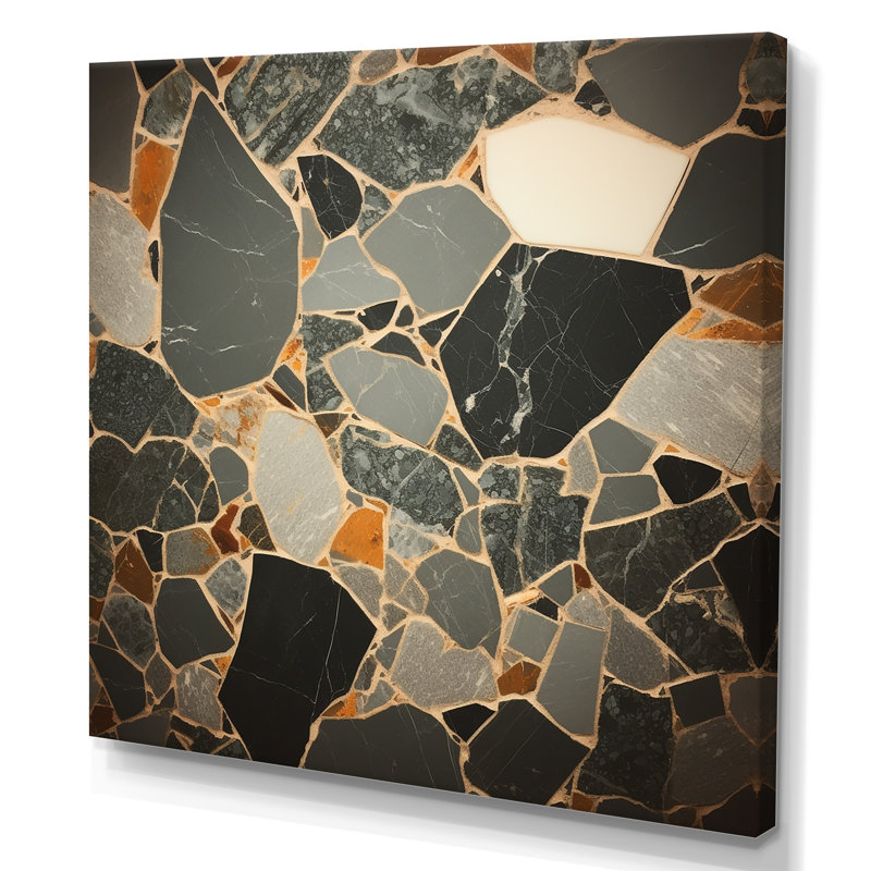 «Gray Abstract Harmony In Tiles III», art mural abstrait, Toile tendue, H 16 po x l 16 po x P 1 po