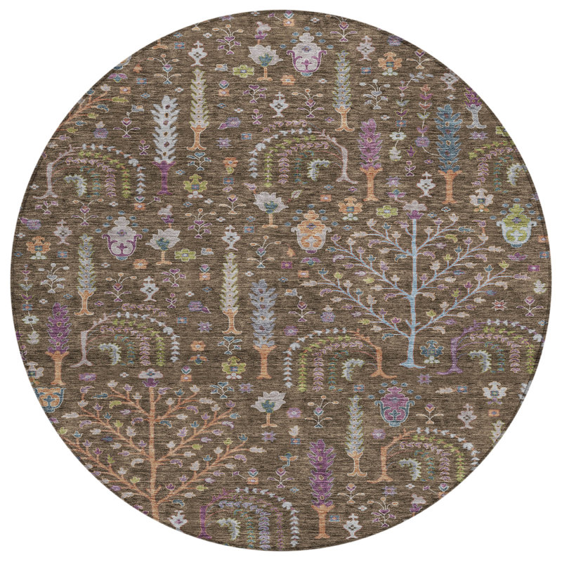 Tapis brun intérieur / extérieur lavable à la machine Cicel ACN1152, Rond 8 pi