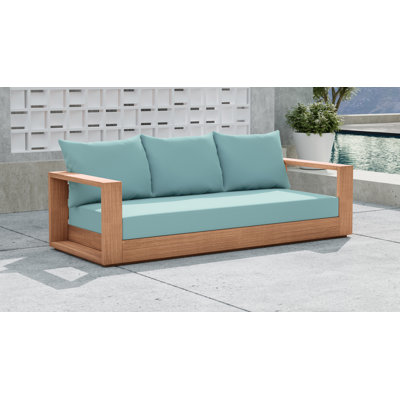 Tulum 87'' Wide Teak Patio Sofa with Cushions