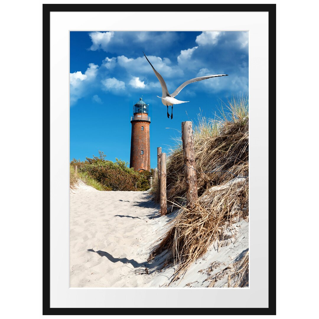 Gerahmtes Poster Schöner Leuchtturm am Strand