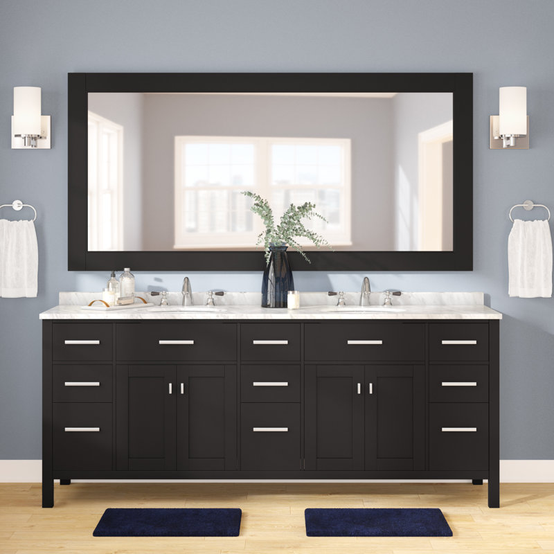 Ensemble de meuble-lavabo de salle de bain double 84 po Carrasquillo, Espresso