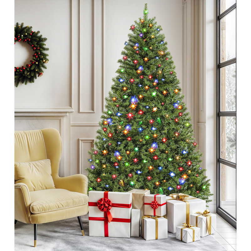 6ft Green Lighted Artificial Pine Christmas Tree with Stand