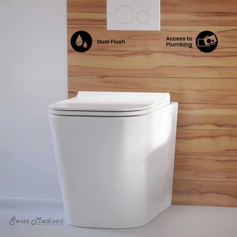 Concorde Square White Ceramic Back-to-Wall Toilet with Soft Close Seat