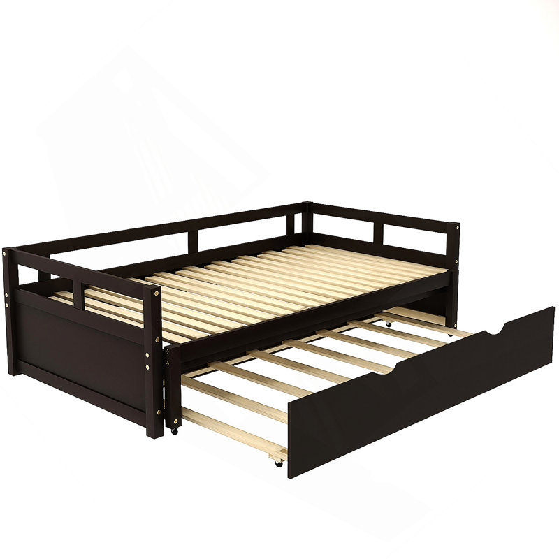 Extending Daybed With Trundle, Wooden Daybed With Trundle, Espresso