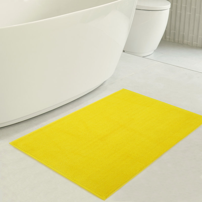 Chemung 100% Cotton Non-Slip Bath Rug, 34" L x 20" W, Yellow